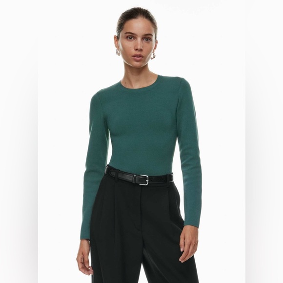 Aritzia Tops - Babaton Sculpt Knit Crew Longsleeve Green